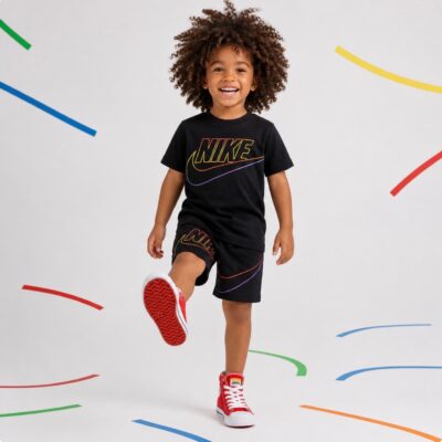 ست تیشرت شلوارک بچگانه NIKE مشکی