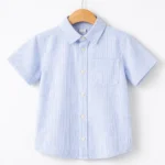 پیراهن آستین کوتاه لینن بچگانه آبی راه راه سفیدH&M - Image 2