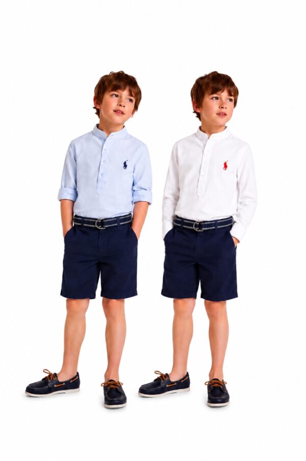 پیراهن یقه دیپلمات US.POLO.ASSN سفید و آبی - Image 1