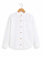 پیراهن لینن آستین بلند یقه دیپلمات و شلوارک کتان سبز zara - Image 2