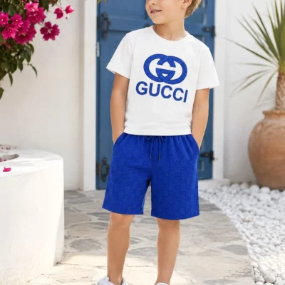 ست تیشرت و شلوارک پسرانه طرح GUCCI