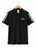 پولوشرت اسپرت ADIDASسه خط آستین /مشکی وارداتی - Image 2