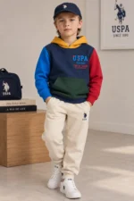 هودی پسرانه u.s.polo assn کلاه دار مدل color block - Image 2