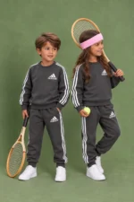 ست بلوز و شلوار بچگانه آدیداس طوسی تیره|Adidas kids tracksuit -charcoal grey