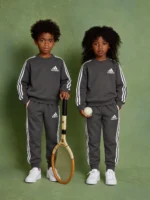 ست بلوز و شلوار بچگانه آدیداس طوسی تیره|Adidas kids tracksuit -charcoal grey - Image 2
