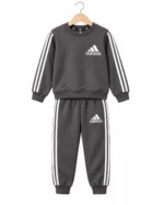 ست بلوز و شلوار بچگانه آدیداس طوسی تیره|Adidas kids tracksuit -charcoal grey - Image 4